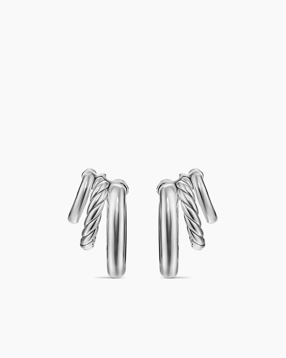 Womens DY Mercer® Three Row Hoop Earrings in Sterling Silver, 21mm