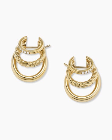 DY Mercer™ Multi Hoop Earrings in 18K Yellow Gold with Diamonds, 21mm