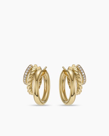DY Mercer™ Multi Hoop Earrings in 18K Yellow Gold with Diamonds, 21mm