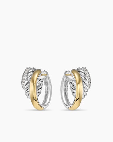 DY Mercer™ Multi Hoop Earrings in Sterling Silver with 18K Yellow Gold and Diamonds, 21mm