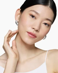 DY Mercer® Three Row Hoop Earrings in Sterling Silver with Diamonds, 21mm