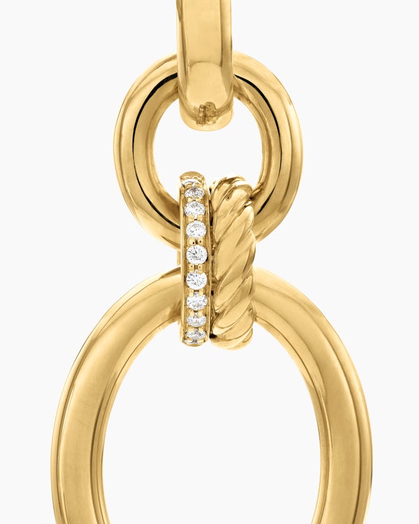 Boucles d’oreilles pendantes circulaires DY Mercer en or jaune 18 carats avec diamants, 50 mm