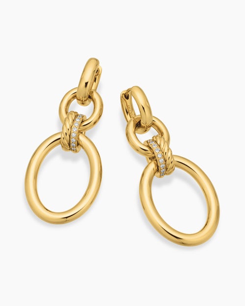 Womens DY Mercer® Circular Drop Earrings in 18ct Yellow Gold with Diamonds, 50mm