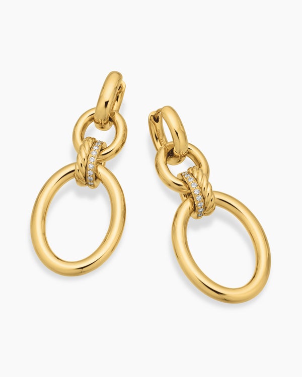 Boucles d’oreilles pendantes circulaires DY Mercer en or jaune 18 carats avec diamants, 50 mm
