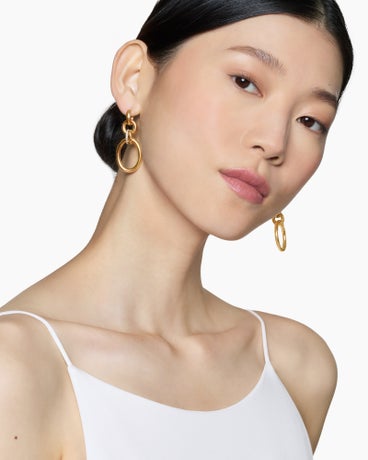 DY Mercer™ Circular Drop Earrings in 18K Yellow Gold with Diamonds, 50mm