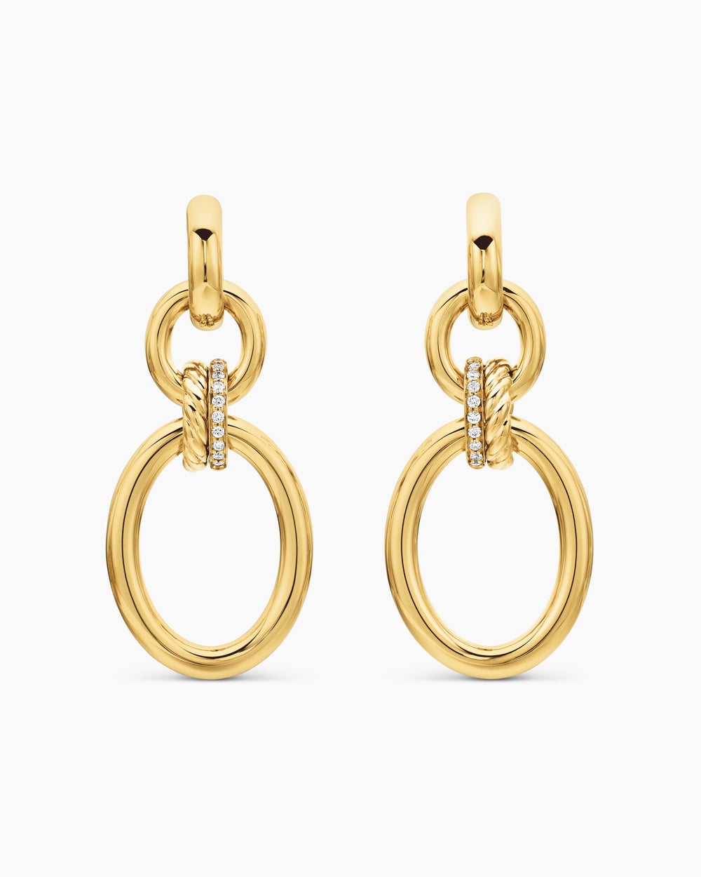 Womens DY Mercer® Circular Drop Earrings in 18K Yellow Gold with Diamonds, 50mm