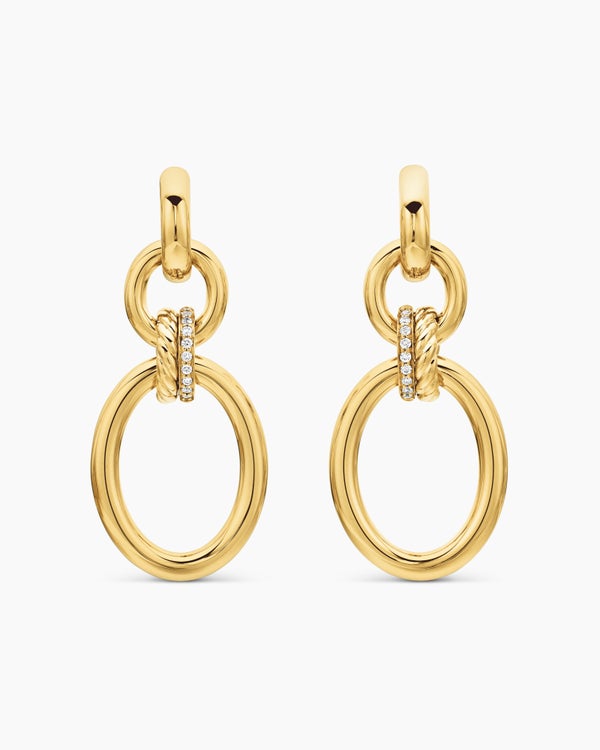 Boucles d’oreilles pendantes circulaires DY Mercer en or jaune 18 carats avec diamants, 50 mm