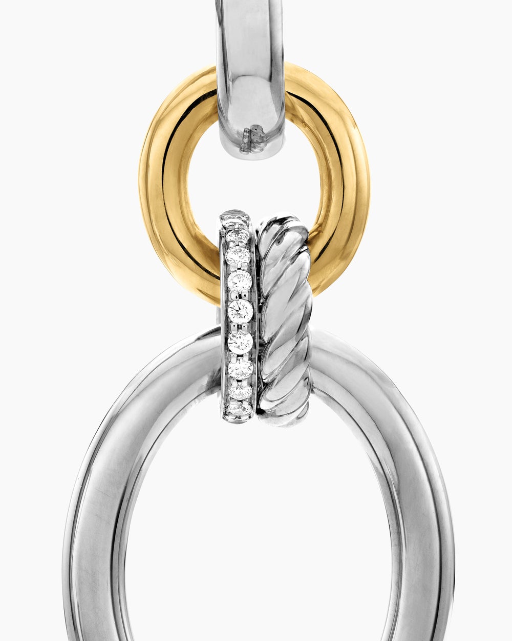 Boucles d’oreilles pendantes circulaires en argent sterling DY Mercer® avec or jaune 18 carats et diamants, 50 mm pour femmes