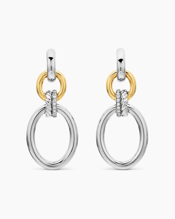 Boucles d’oreilles pendantes circulaires en argent sterling DY Mercer® avec or jaune 18 carats et diamants, 50 mm