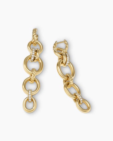 DY Mercer™ Linked Drop Earrings in 18K Yellow Gold with Diamonds, 68mm