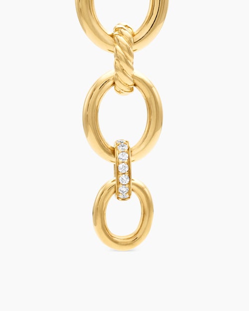Womens DY Mercer® Linked Drop Earrings in 18ct Yellow Gold with Diamonds, 68mm