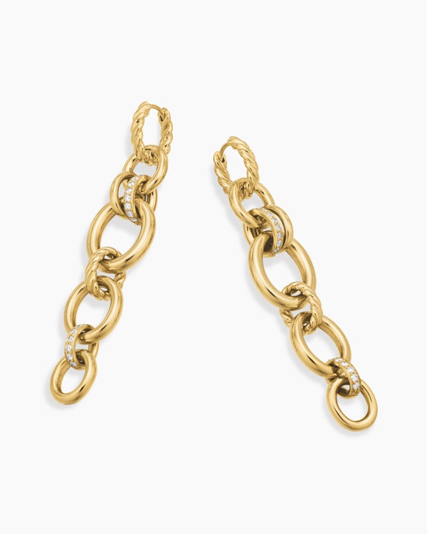 DY Mercer® Linked Drop Earrings in 18K Yellow Gold with Diamonds, 68mm