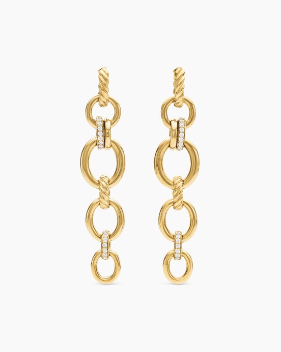 DY Mercer® Linked Drop Earrings in 18ct Yellow Gold with Diamonds, 68mm