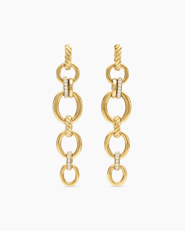 DY Mercer® Linked Drop Earrings in 18K Yellow Gold with Diamonds, 68mm