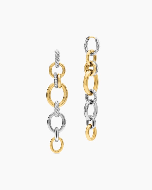 Boucles d’oreilles pendantes en argent sterling DY Mercer avec or jaune 18 carats et diamants, 68 mm