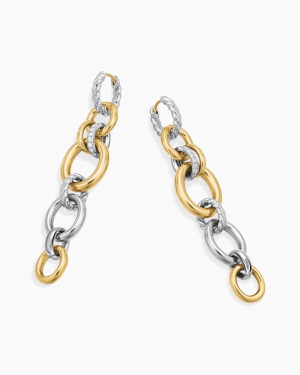 Boucles d’oreilles pendantes en argent sterling DY Mercer avec or jaune 18 carats et diamants, 68 mm