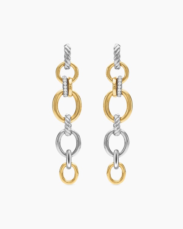 Boucles d’oreilles pendantes en argent sterling DY Mercer avec or jaune 18 carats et diamants, 68 mm