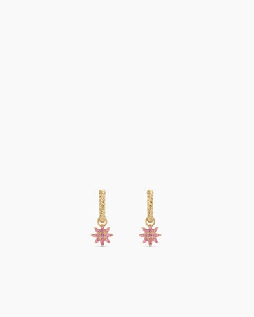 Petite Starburst Drop Earrings in 18K Yellow Gold with Pink Sapphires, 18.1mm
