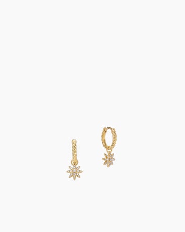 Petite Interchangeable Starburst Drop Earrings in 18K Yellow Gold with Diamonds, 18.1mm