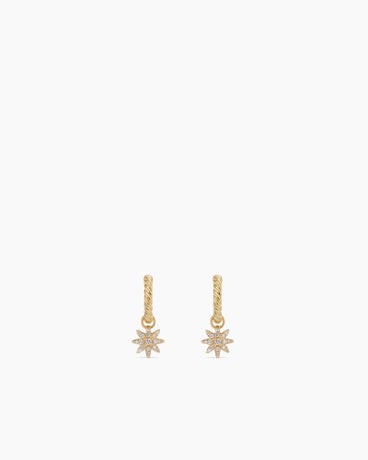 Petite Starburst Drop Earrings in 18K Yellow Gold with Diamonds, 18.1mm