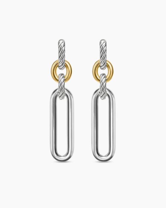 Lexington Double Link Drop Earrings in Sterling Silver with 18K Yellow Gold, 54mm