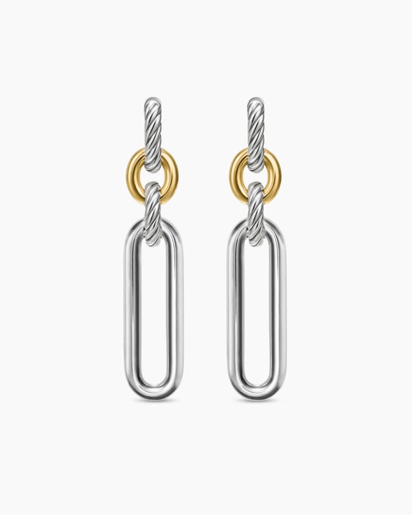 Lexington Double Link Drop Earrings in Sterling Silver with 18K Yellow Gold, 54mm