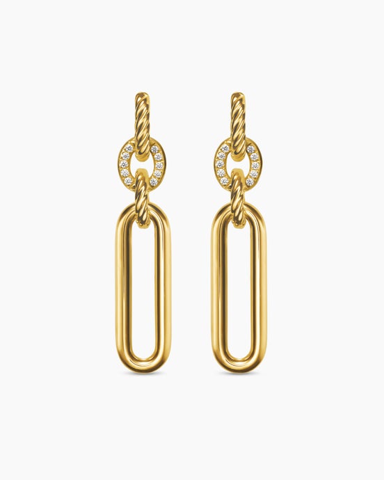 Lexington Double Link Drop Earrings in 18K Yellow Gold with Diamonds, 54mm