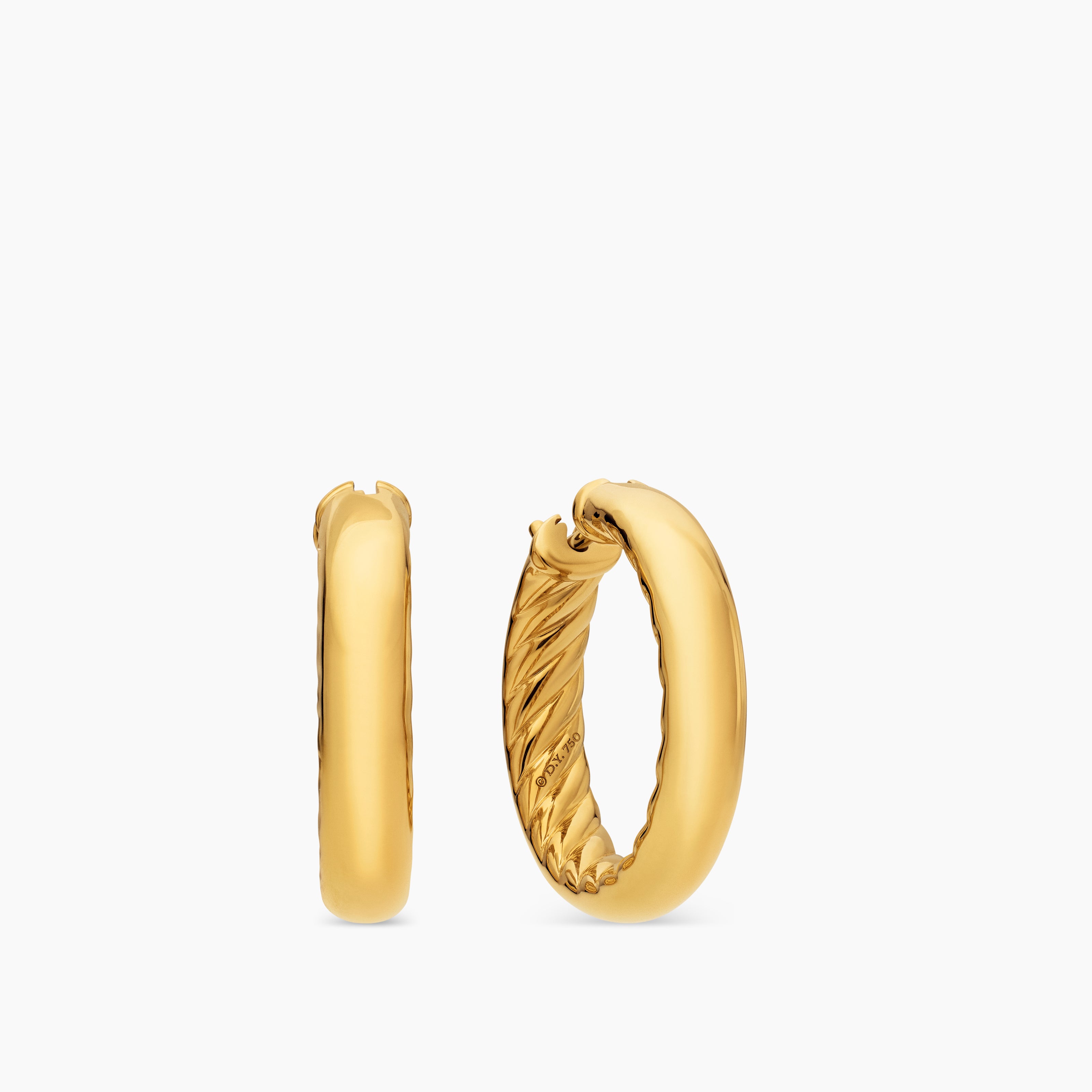 Womens DY Mercer&reg; Hoop Earrings in 18K Yellow Gold, 25.4mm