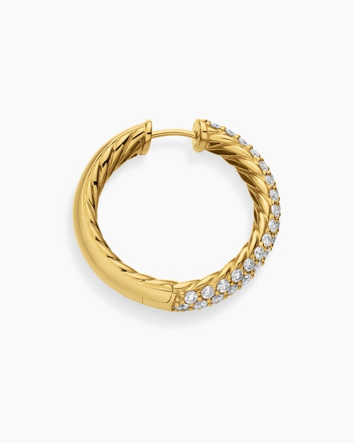 Womens DY Mercer® Hoop Earrings in 18K Yellow Gold with Diamonds, 25.4mm