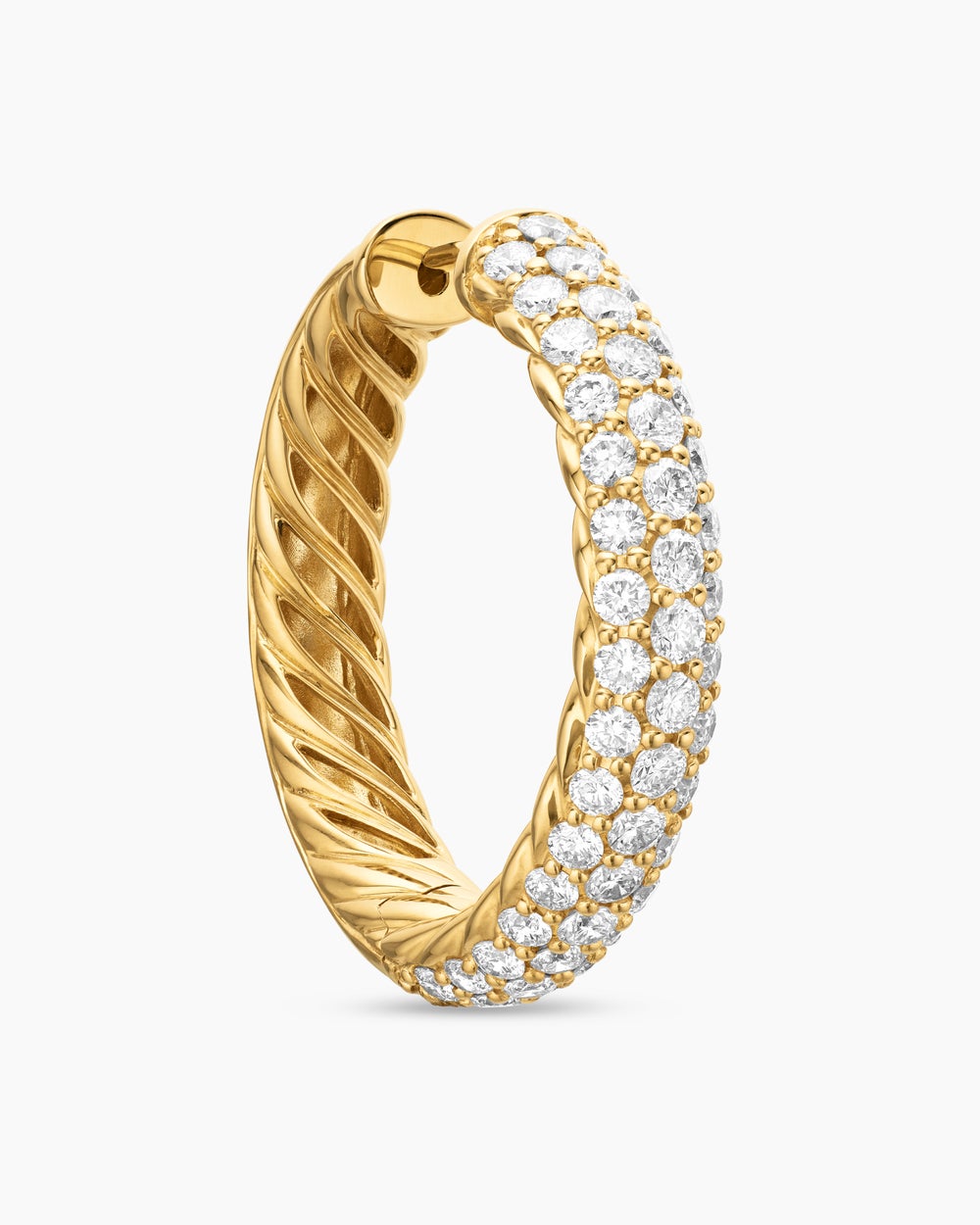 Womens DY Mercer® Hoop Earrings in 18K Yellow Gold with Diamonds, 25.4mm