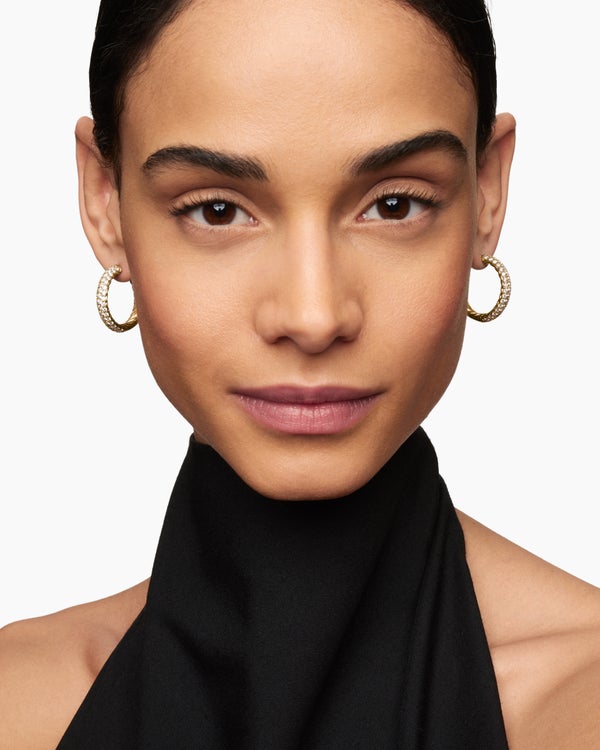 DY Mercer® Hoop Earrings in 18K Yellow Gold with Diamonds, 25.4mm