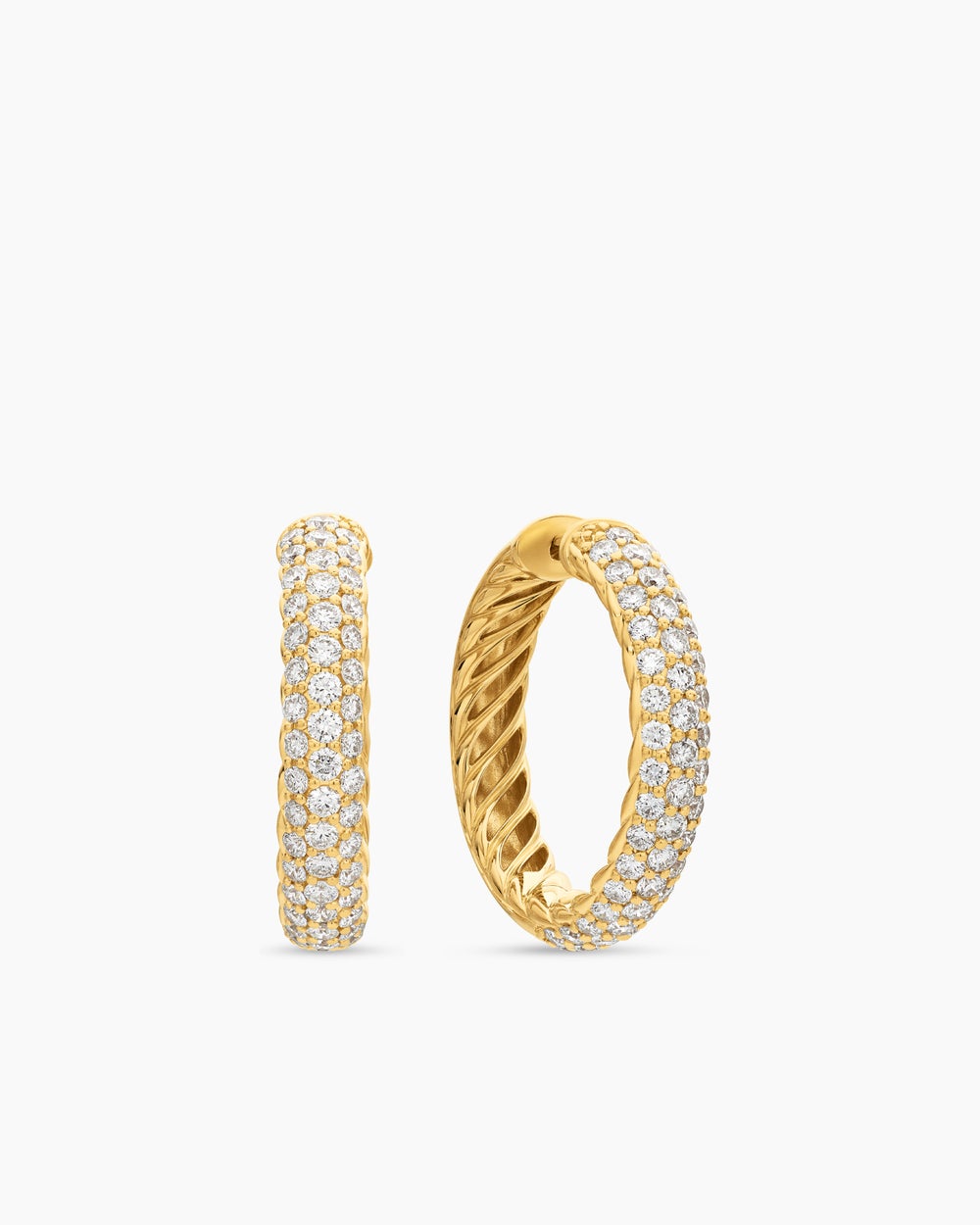 Womens DY Mercer® Hoop Earrings in 18K Yellow Gold with Diamonds, 25.4mm