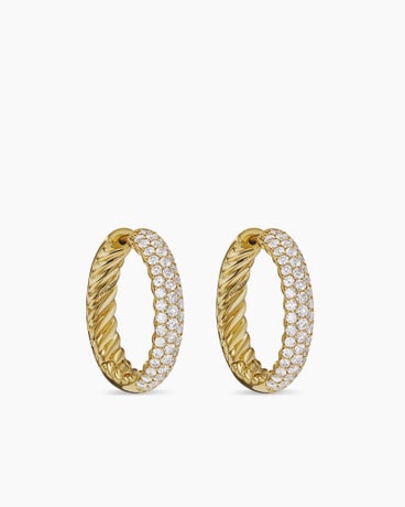DY Mercer™ Hoop Earrings in 18K Yellow Gold with Diamonds, 25.4mm