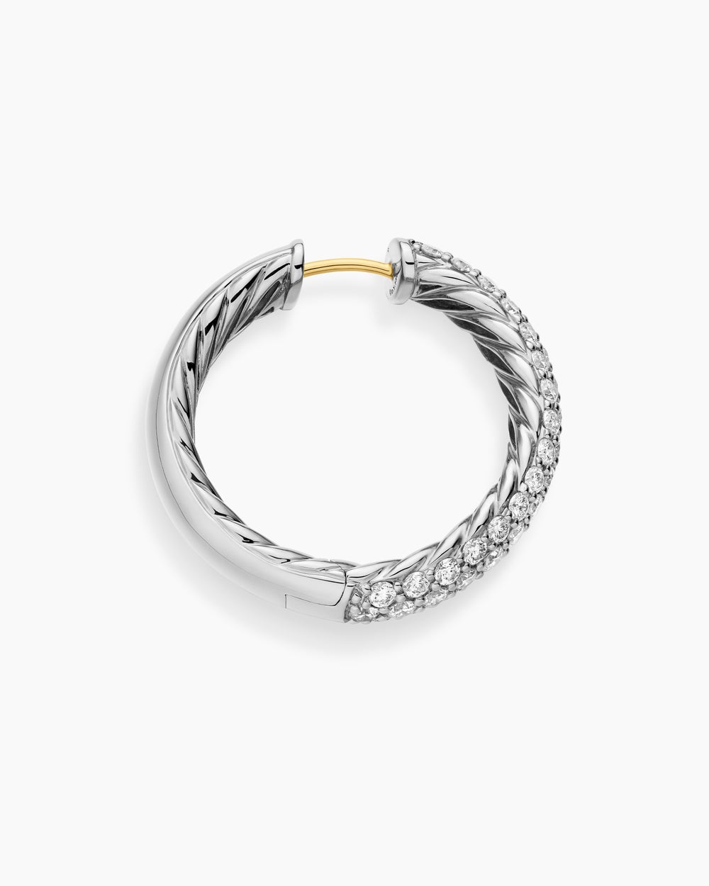 Womens DY Mercer® Hoop Earrings in Sterling Silver with Diamonds, 25.4mm