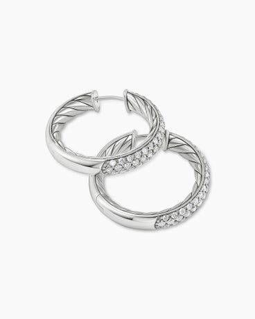 DY Mercer™ Hoop Earrings in Sterling Silver with Diamonds, 25.4mm