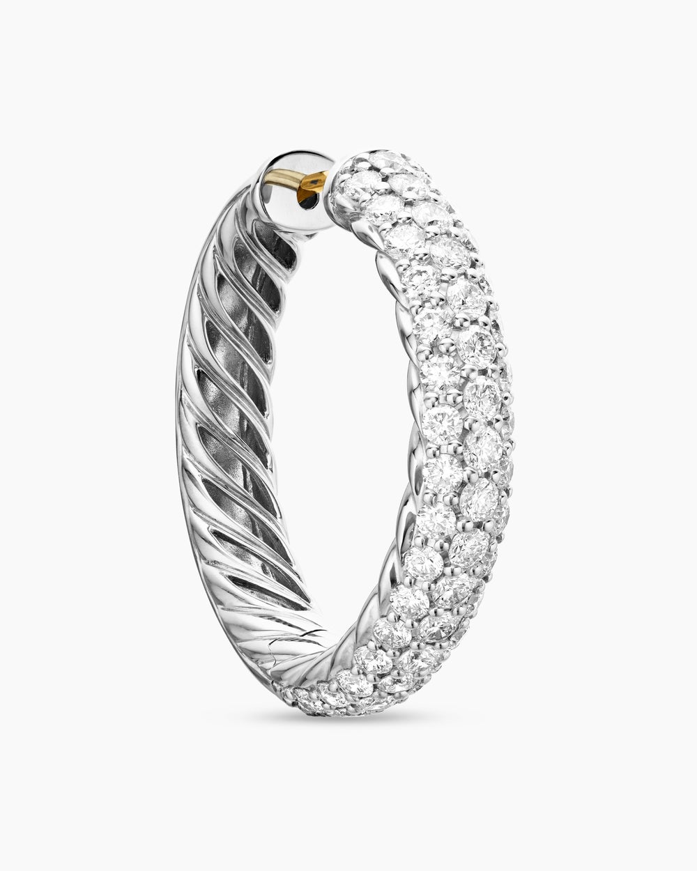 Womens DY Mercer® Hoop Earrings in Sterling Silver with Diamonds, 25.4mm