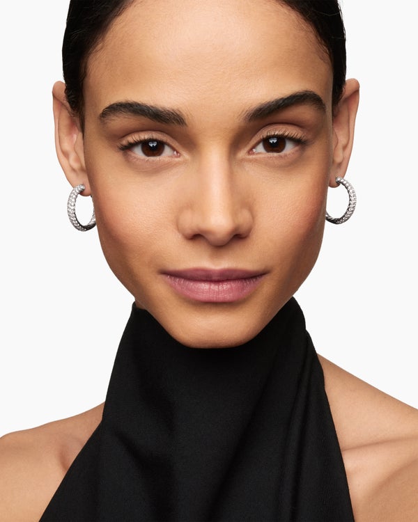 DY Mercer® Hoop Earrings in Sterling Silver with Diamonds, 25.4mm