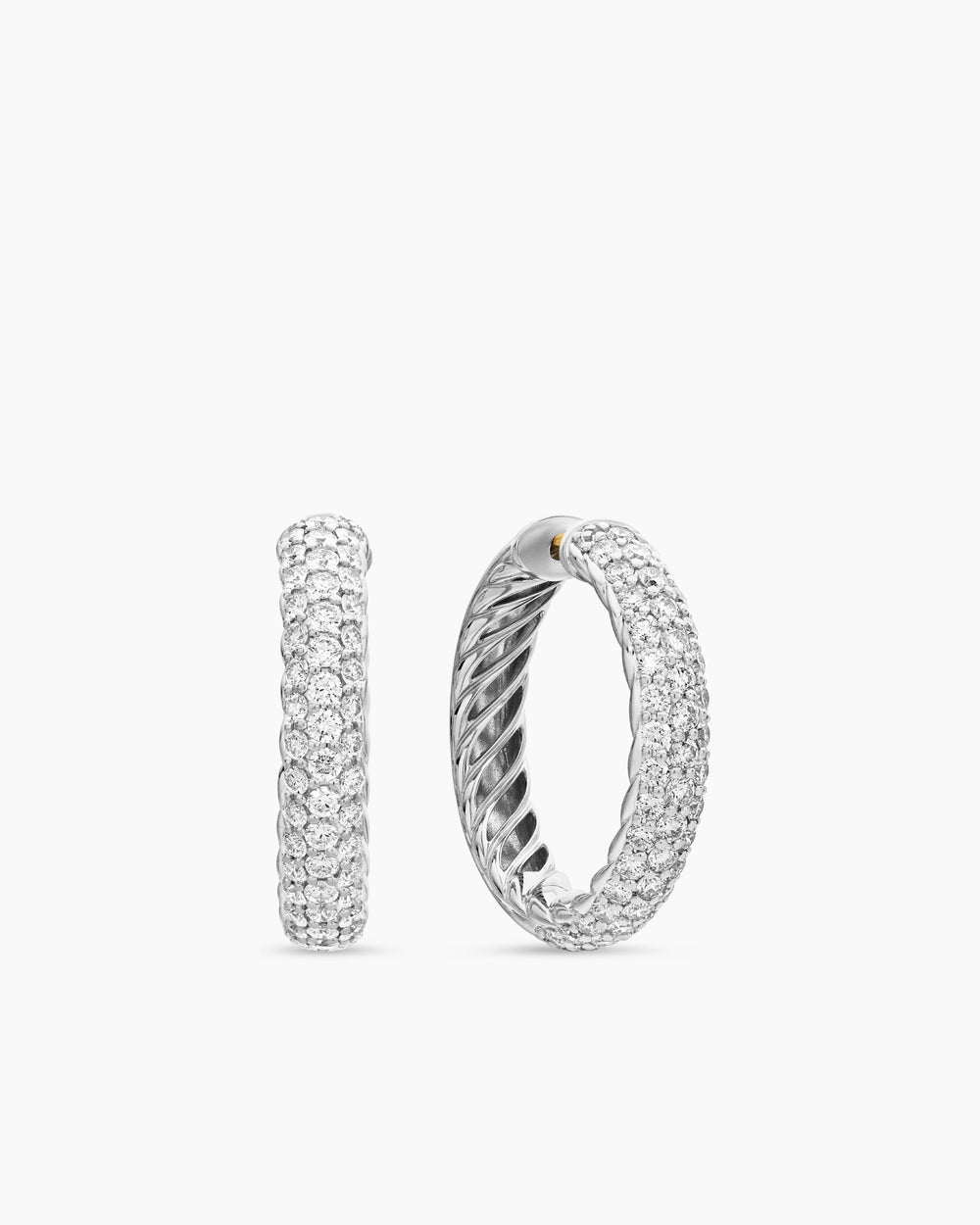 Womens DY Mercer® Hoop Earrings in Sterling Silver with Diamonds, 25.4mm