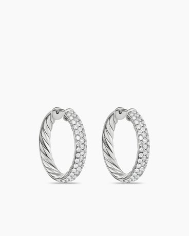 DY Mercer™ Hoop Earrings in Sterling Silver with Diamonds, 25.4mm