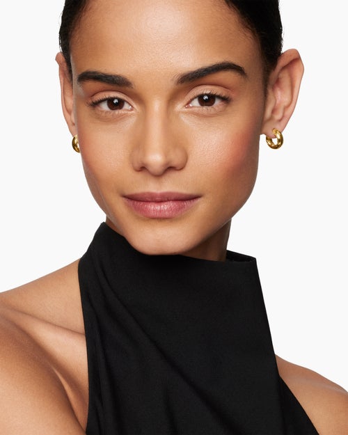 Womens DY Mercer® Micro Hoop Earrings in 18K Yellow Gold, 13.4mm