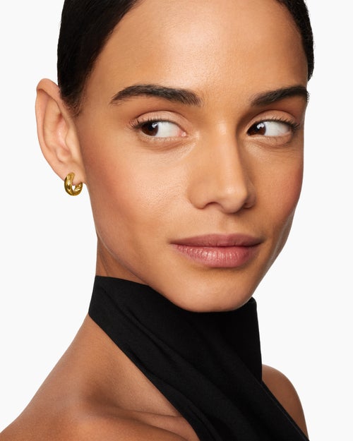 Womens DY Mercer® Micro Hoop Earrings in 18K Yellow Gold, 13.4mm