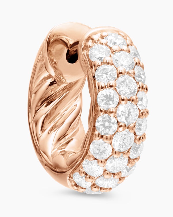DY Mercer® Micro Hoop Earrings in 18K Rose Gold with Diamonds, 13.5mm