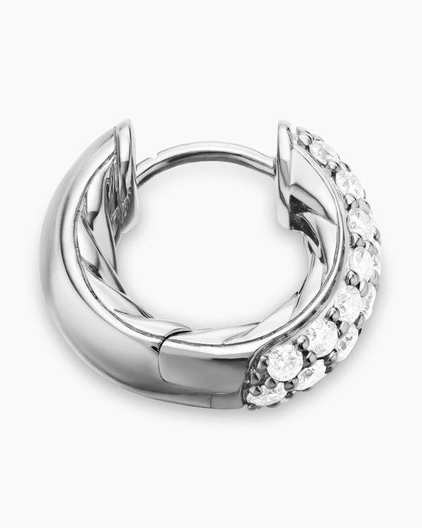 DY Mercer® Micro Hoop Earrings in Sterling Silver with Diamonds, 13.5mm