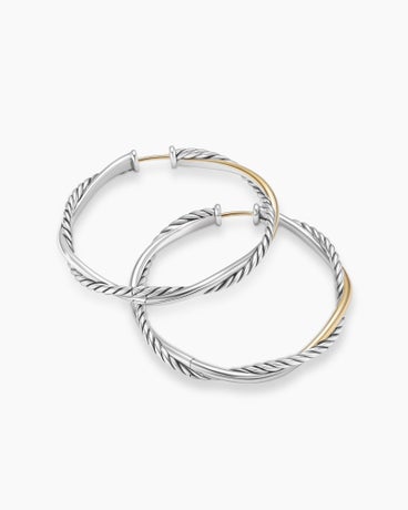 Infinity Hoop Earrings in Sterling Silver with 14K Yellow Gold, 42mm