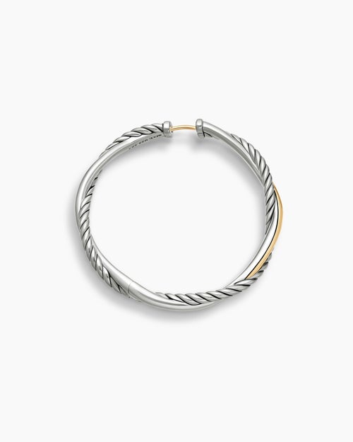 Womens Infinity Hoop Earrings in Sterling Silver with 14K Yellow Gold, 42mm