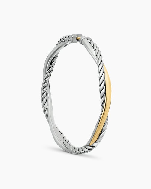 Womens Infinity Hoop Earrings in Sterling Silver with 14K Yellow Gold, 42mm