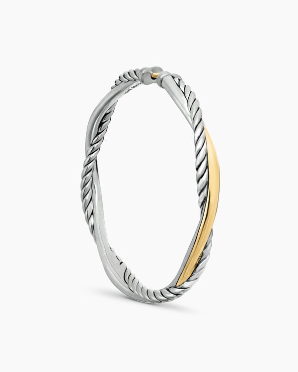 Infinity Hoop Earrings in Sterling Silver with 14K Yellow Gold, 42mm