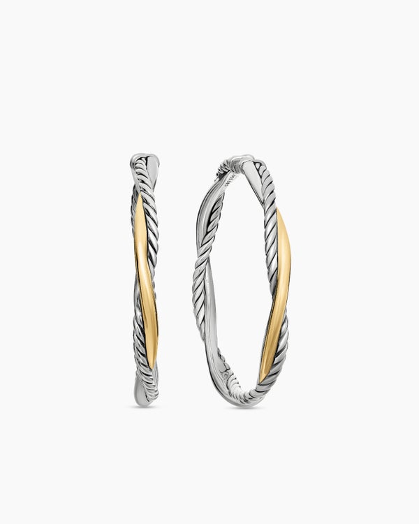 Infinity Hoop Earrings in Sterling Silver with 14K Yellow Gold, 42mm