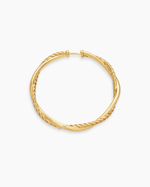 Womens Infinity Hoop Earrings in 18K Yellow Gold with Diamonds, 42mm
