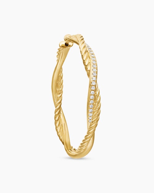 Womens Infinity Hoop Earrings in 18K Yellow Gold with Diamonds, 42mm